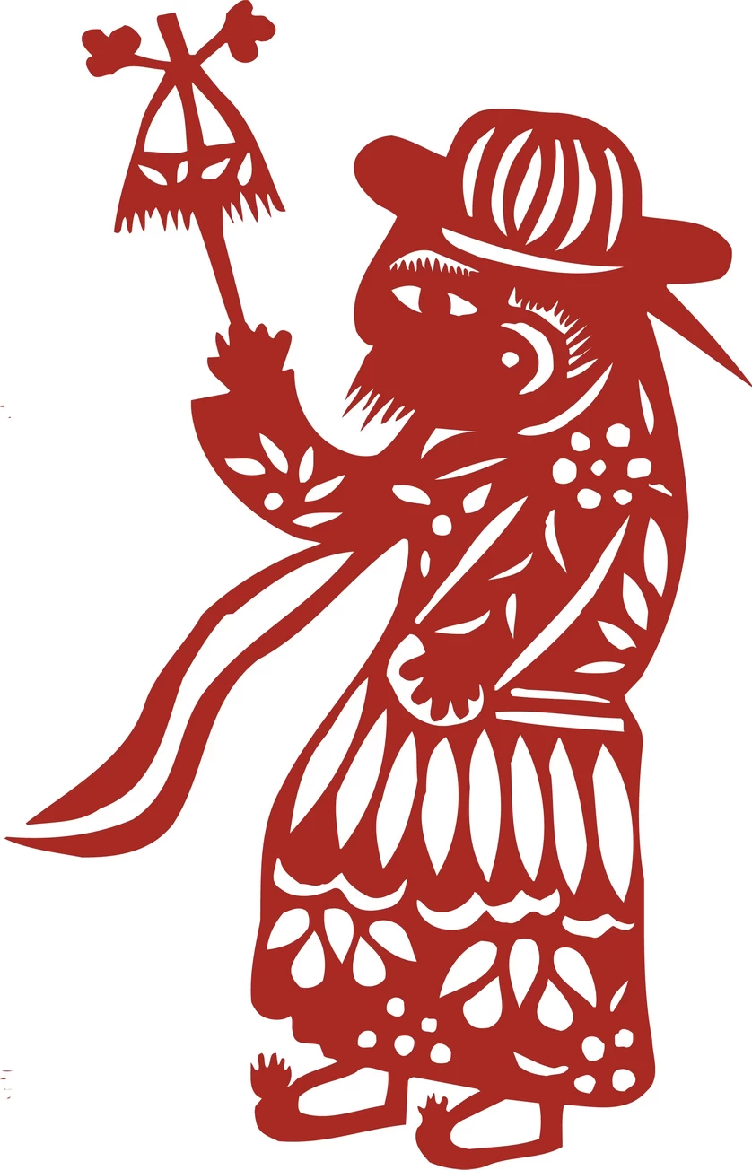 中国风中式传统喜庆民俗人物动物窗花剪纸插画边框AI矢量PNG素材【2026】